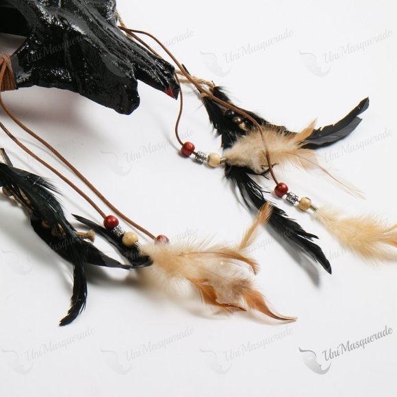 Black Devil Animal Horns Masquerade Mask Antelope Halloween Costume Party Mask - Picture 3 of 7